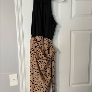 Stylish Black and Tan Wrap Dress